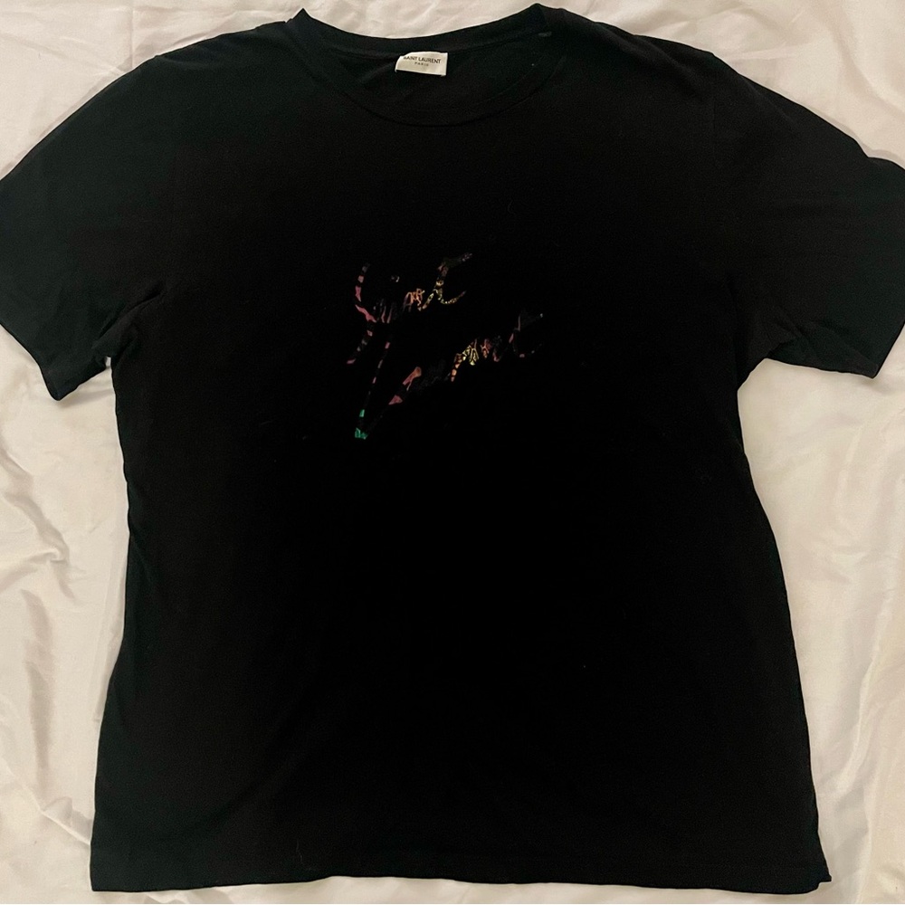 Yves Saint Laurent Black Men's Tee with Graphic